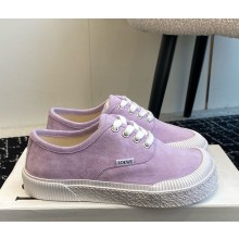 LOEWE Terra Vulca Lace-Up Suede/cotton upper Sneakers lilac 2024