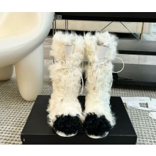 Chanel shearling snow high boots in white 2024