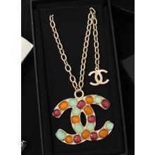 Chanel Resin Necklace A58799 Gold/Pink/Green 2018