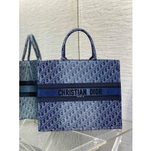 Dior LARGE Book Tote Bag in Blue Denim Dior Oblique Jacquard 2024