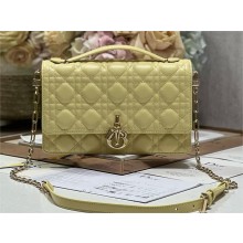 DIOR My Dior Top Handle Bag IN YELLOW Cannage Lambskin 2024