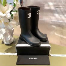chanel Black Caoutchouc high boots G38355 2021