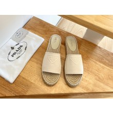prada Fabric espadrille slides creamy 2022