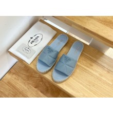 prada nappa leather espadrille slides blue 2022