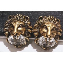 Gucci Lion Head Earrings with Crystal