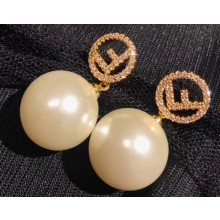 Fendi F Is Fendi Crystal Pearl Earrings