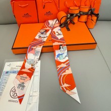 Hermes Twilly Silk Scarf 5x86cm 250305 46 2025