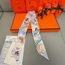 Hermes Twilly Silk Scarf 5x86cm 250305 49 2025