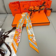 Hermes Twilly Silk Scarf 5x86cm 250305 51 2025