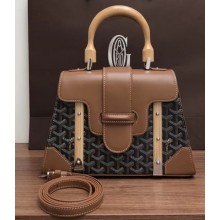 Goyard Wooden Handle Saigon PM Tote Bag Brown