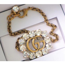 Gucci Crystal Double G Bracelet 605881 White