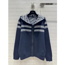 DIOR blue Reversible Zipped Cardigan with Hood 2023