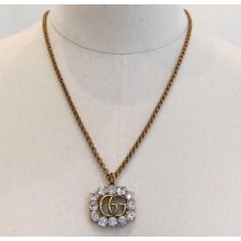 Gucci Crystal Double G Necklace 605895 White