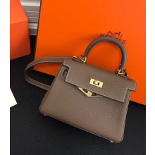 Hermes Kelly Mini 20 Original Epsom Handbag Grey 