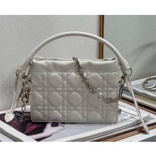 Lady Dior Top Handle Drawstring Mini Bag white 2022