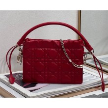 Lady Dior Top Handle Drawstring Mini Bag red 2022