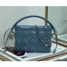Lady Dior Top Handle Drawstring Mini Bag blue 2022