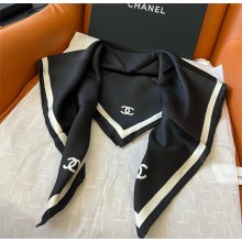 CHANEL BLACK LOGO PRINTED 90 Square Scarf 2025