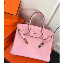 Hermes Birkin 30 Bag In Original Handmade Clemence Leather  Baby Pink
