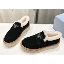 Prada Suede leather loafers black 2024