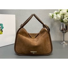 prada medium suede shoulder bag 1BA451 2024