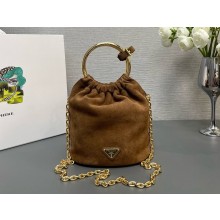  Prada Brown suede mini bag 1BC227 2024