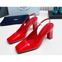 Prada Patent leather slingback pumps red heel 9cm 1129-2024