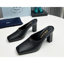 Prada sheepskin mules black heel 9cm 1129-2024