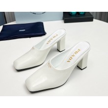 Prada Patent leather mules white heel 9cm 1129-2024
