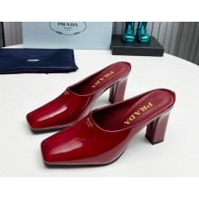 Prada Patent leather mules burgundy heel 9cm 1129-2024