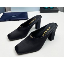 Prada satin mules black heel 9cm 1129-2024