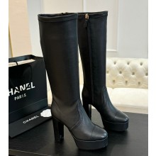 Chanel High Boots Stretch Lambskin & Lambskin Black G46051 heel 11.5cm 2024