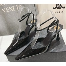 Saint Laurent Aimée 75 satin patent leather slingback pumps black 2024