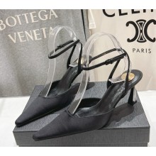Saint Laurent Aimée 75 satin slingback pumps black 2024