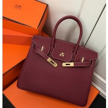 Hermes Birkin 30 Bag In Original Handmade Clemence Leather Burgundy