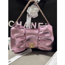 Chanel Bow Clutch in Metallic Lambskin AS5129 pink 2024