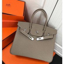 Hermes Birkin 30 Bag In Original Handmade Clemence Leather Dove Grey