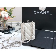 chanel WHITE lambskin Clutch with Chain AP2497 2022