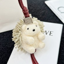 Loewe Hedgehog charm in felt, beads and calfskin  Beige/Soft White 2024