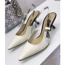 Dior Heel 6.5cm J'Adior Clear Slingback Pumps High-Heeled Shoe in Patent Leather White 2018