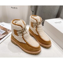 Celine Margaret lace-up fur boot with shearling in beige 1118-2024