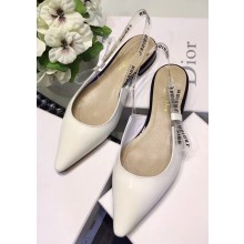 Dior J'Adior Ballet Clear Slingback Pumps Shoe in Patent Leather White 2018
