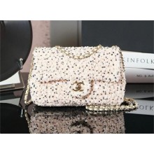 chanel sequins mini flap bag with GOLD hardware LIGHT BEIGE 2025