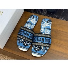 Dior Denim Blue Multicolor Embroidered Cotton with Butterfly Bandana Motif Dway Flat Slide 2024