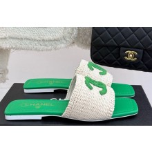 Chanel knit flat mules CC logo green 2025