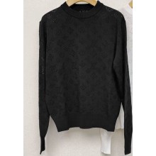 Louis Vuitton 1AGJHG Monogram Pointelle Cotton Pullover black 2025