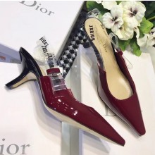 Dior Heel 6.5cm J'Adior Clear Slingback Pumps High-Heeled Shoe in Patent Leather Burgundy 2018