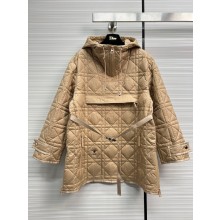 DIOR Beige Quilted Technical Taffeta Macrocannage Hooded Anorak 2023