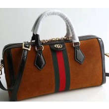Gucci Ophidia Medium Top Handle Bag ‎524532 Chestnut Suede 2018