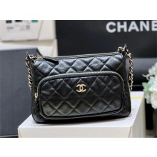 CHANEL BLACK Lambskin & Gold-Tone Metal Clutch With Chain AP4349 2025(ORIGINAL QUALITY)